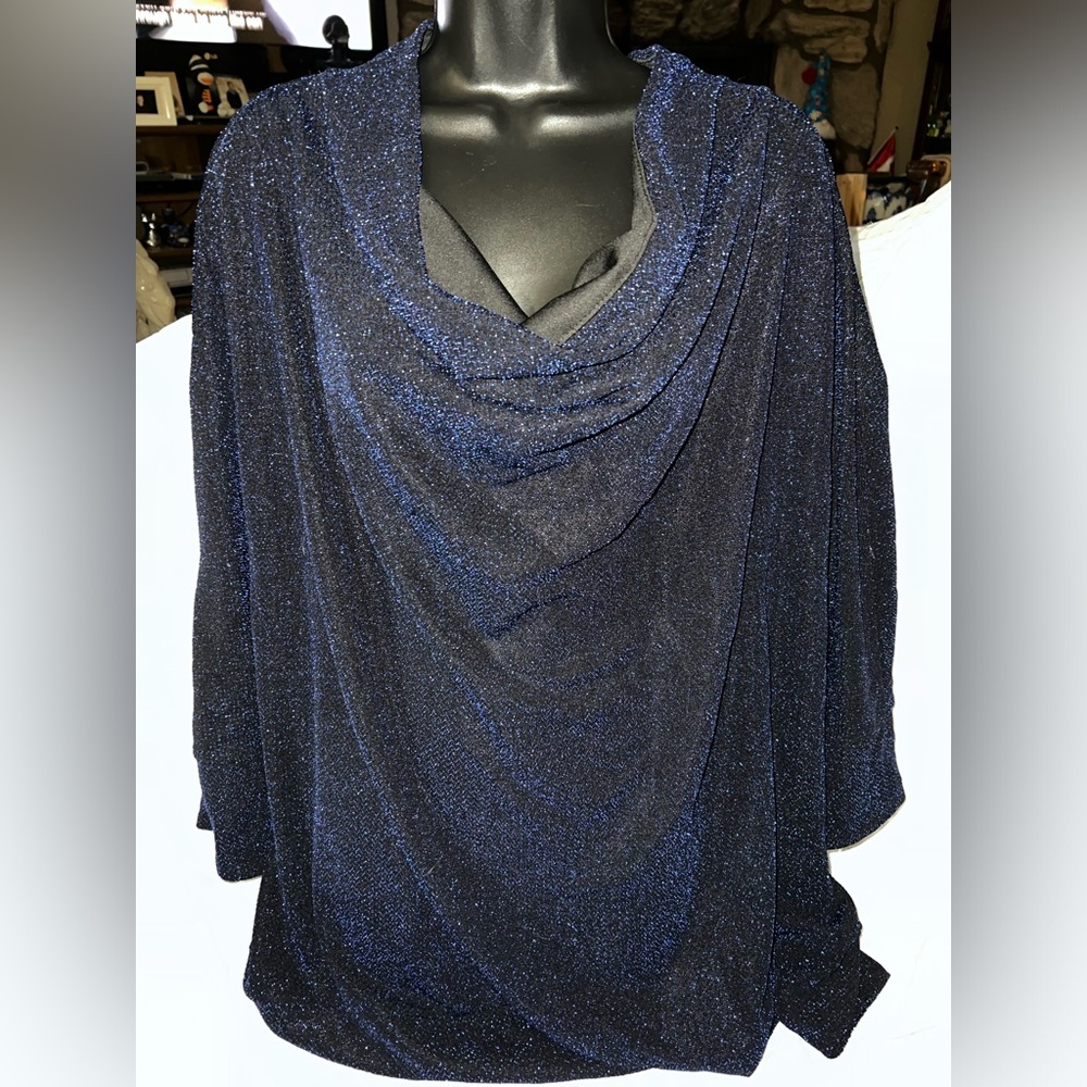 ⭐️MXM Metallic Thread Sparkle Cowl Neck Top